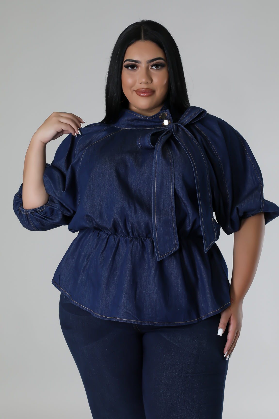 PAITYN PEPLUM | DARK DENIM TOP