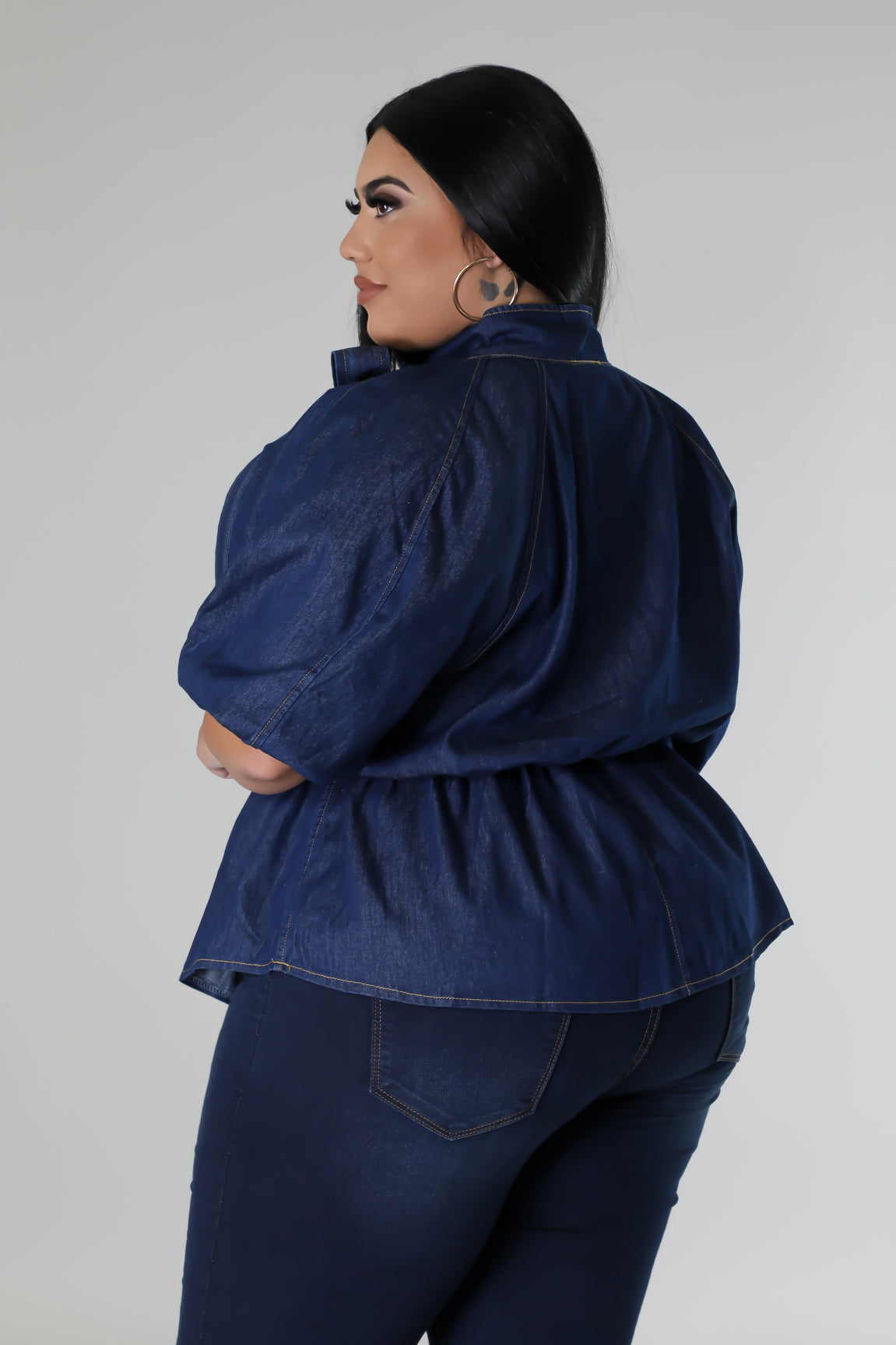 PAITYN PEPLUM | DARK DENIM TOP