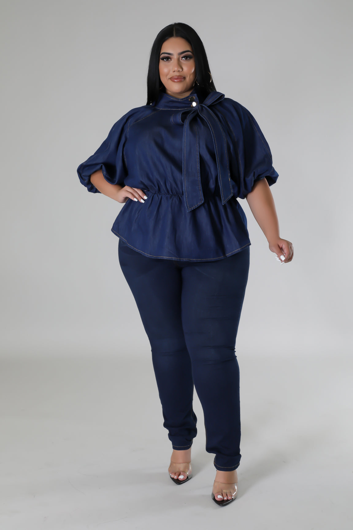 PAITYN PEPLUM | DARK DENIM TOP