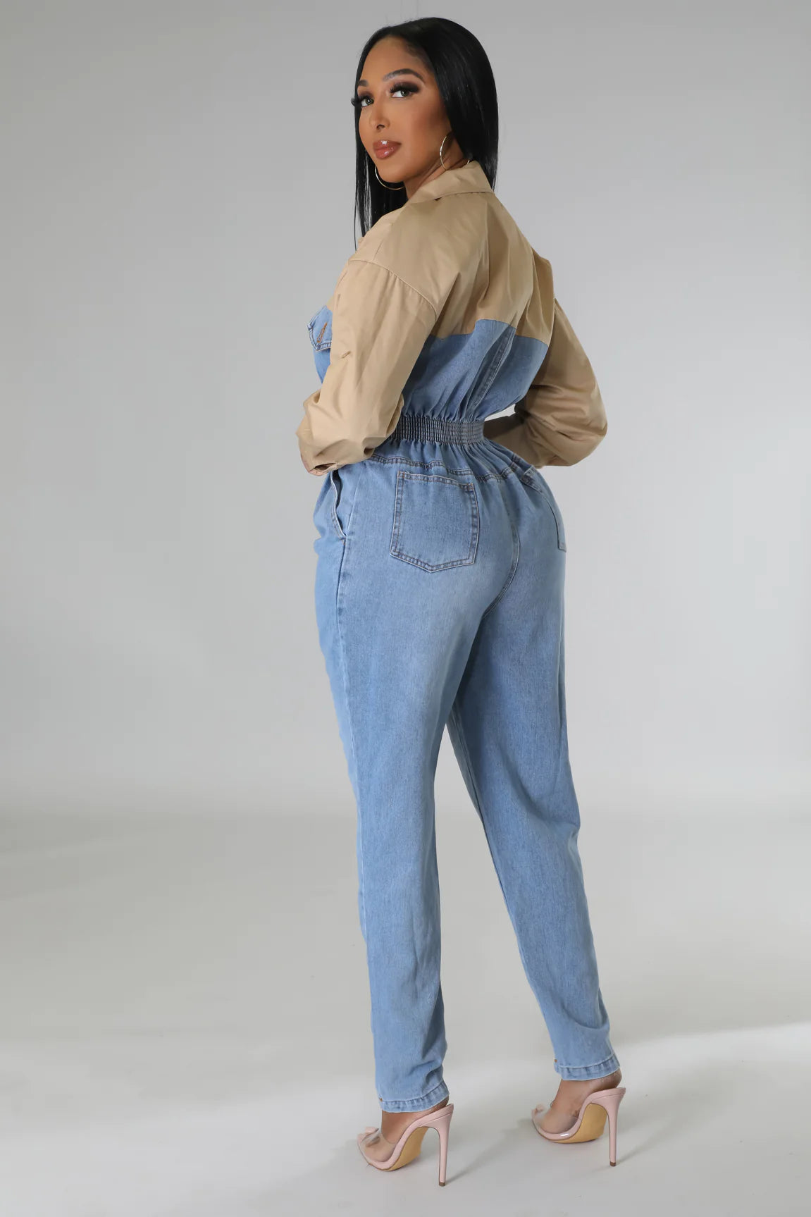 PAINTER LADY  |  KHAKI-DENIM JUMPSUIT