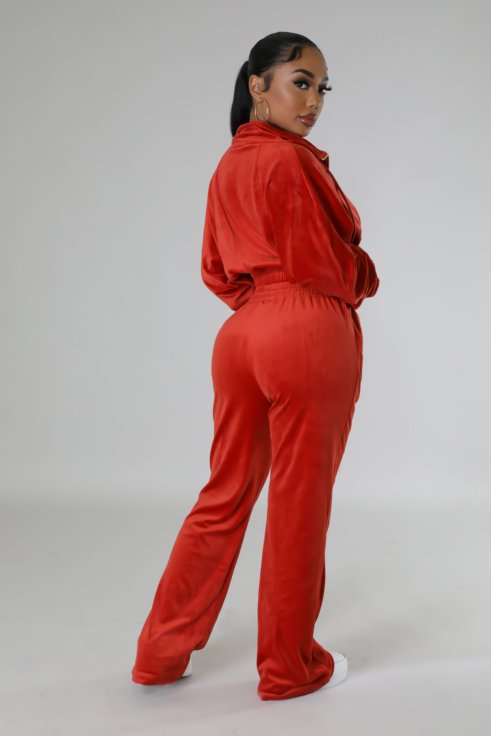 VONSHAE VELOUR    | PANT SET SCARLET