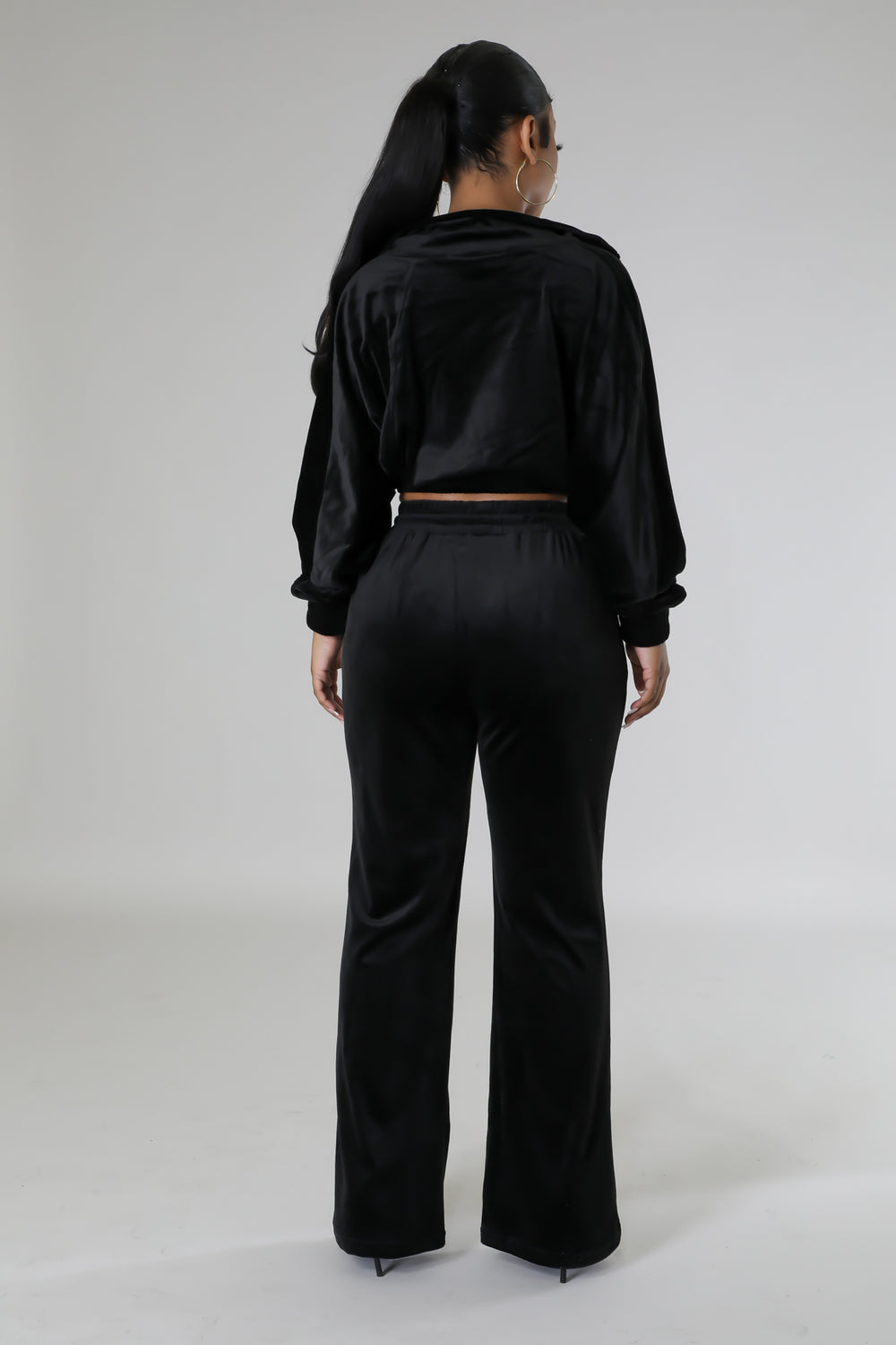 VONSHAE VELOUR    | PANT SET BLACK