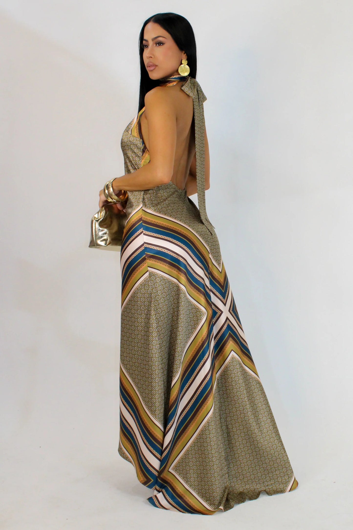 SAHARA SUNSET | BACKLESS HALTER DRESS