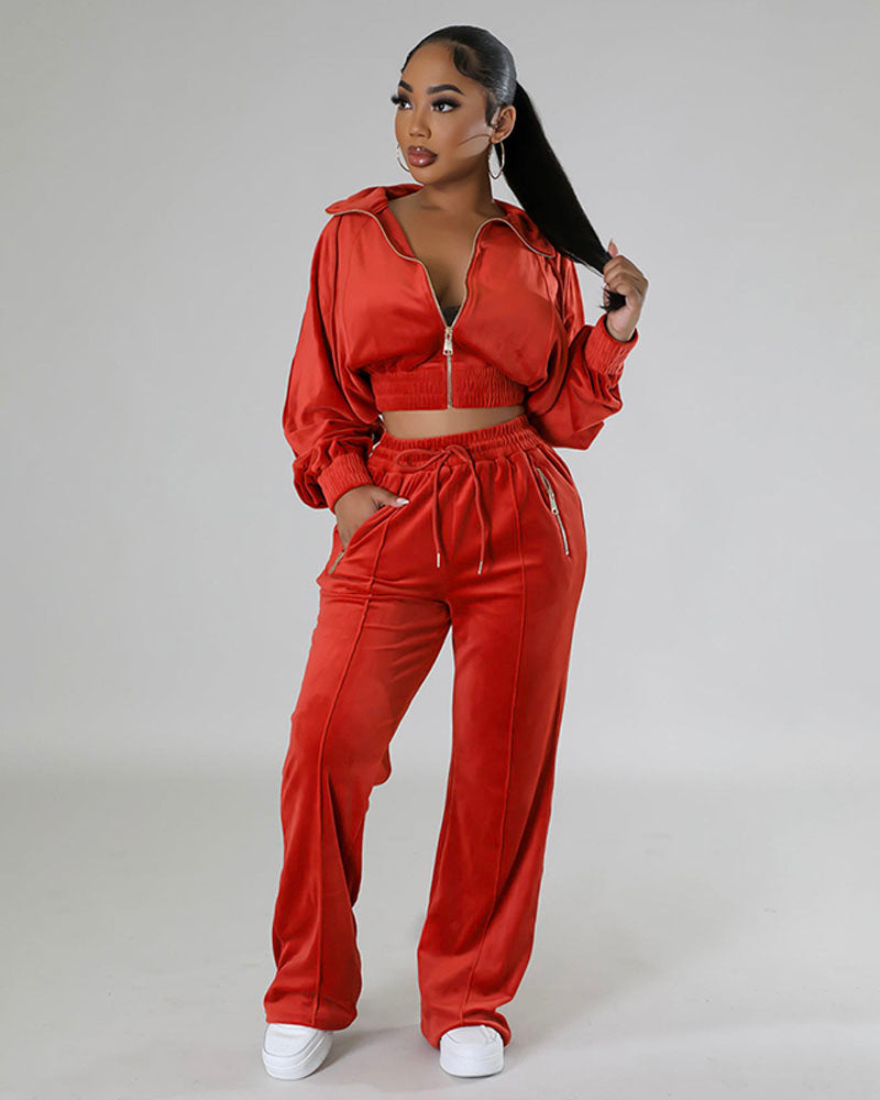 VONSHAE VELOUR    | PANT SET SCARLET