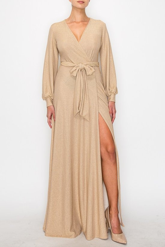 nude metallic dress Ladivine by Cinderella Divine Style CD744