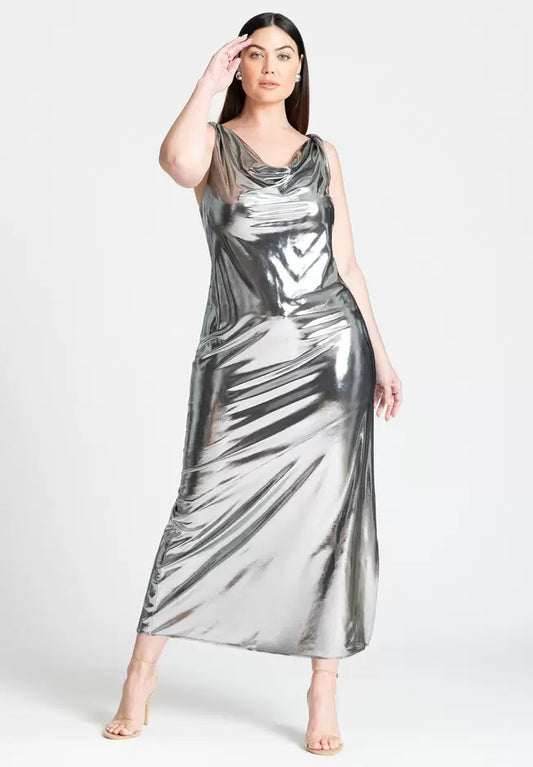 MIA METALLIC | COWL DRESS