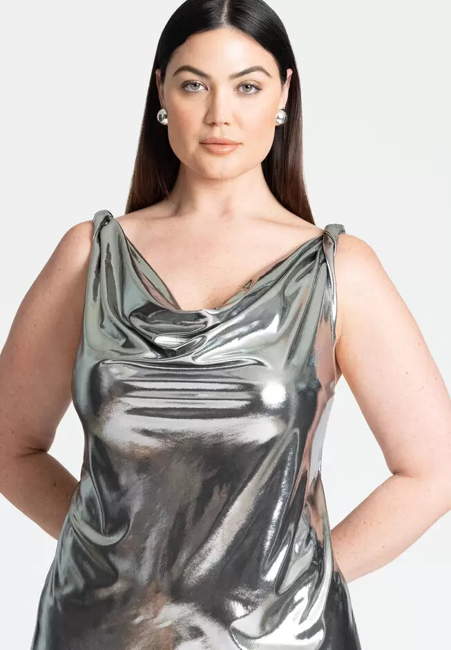 MIA METALLIC | COWL DRESS