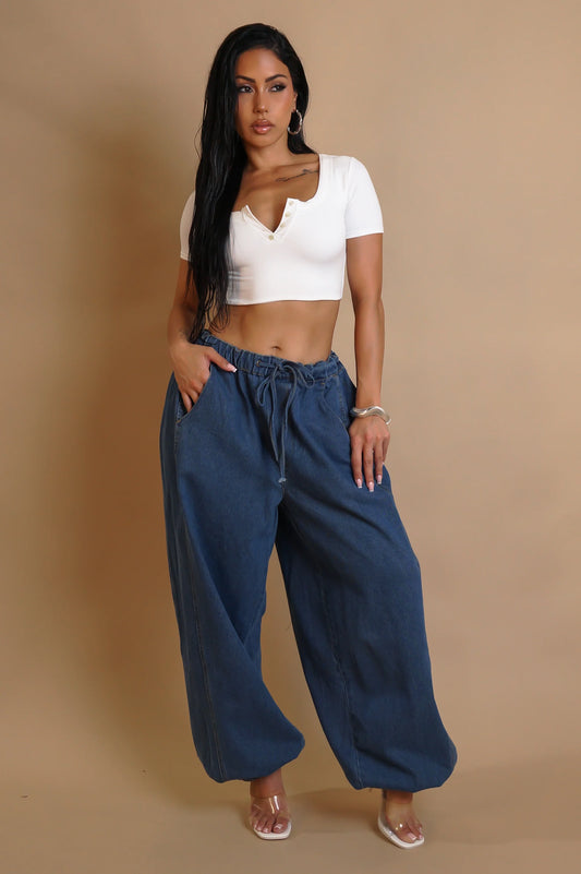 DEVONNA DRAWSTRING  | DENIM PANTS