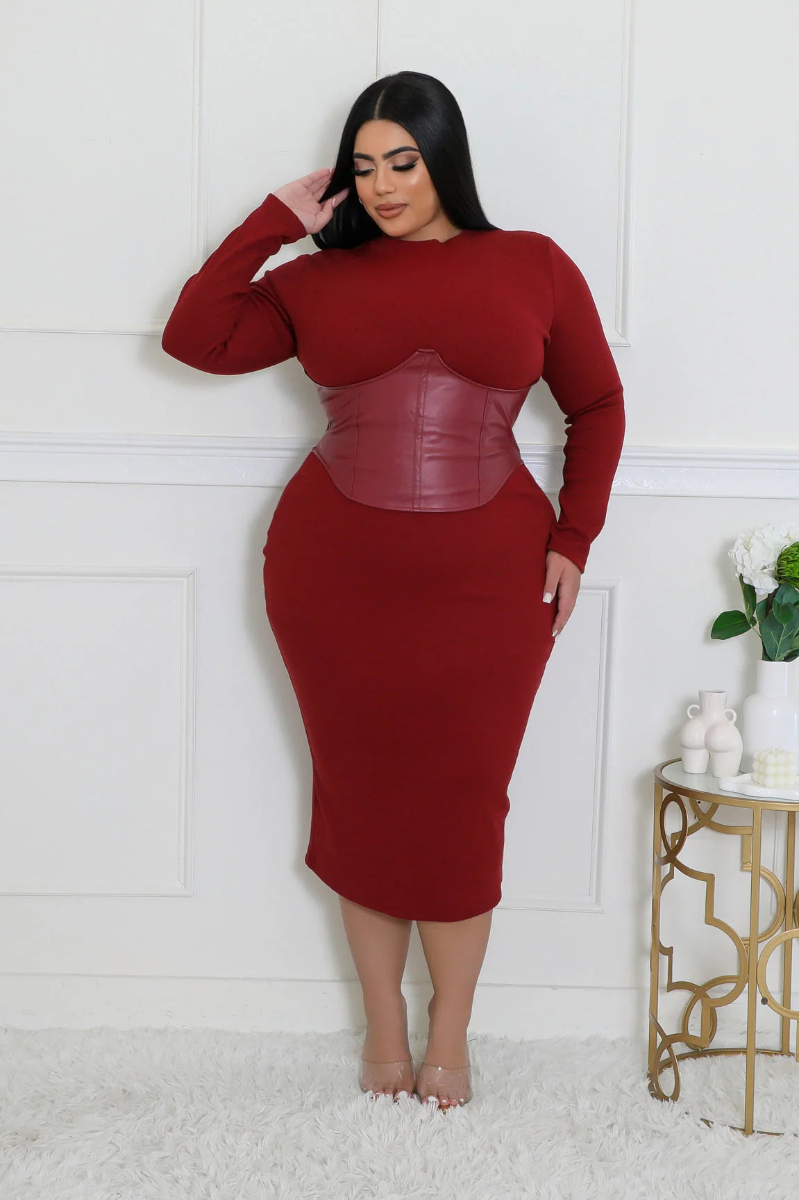 CINCHED INTENT  | DRESS BURGUNDY
