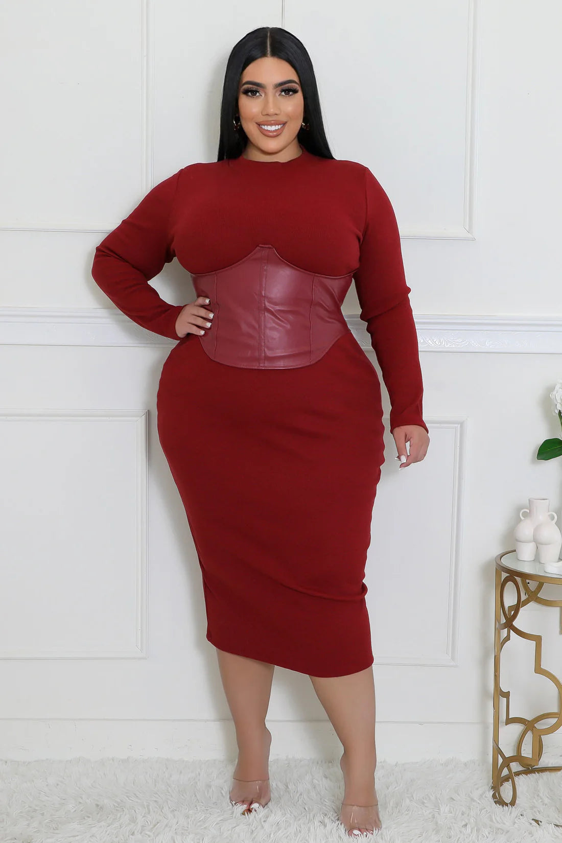 CINCHED INTENT  | DRESS BURGUNDY