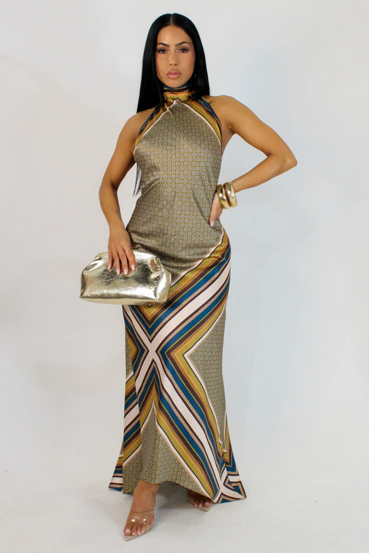 SAHARA SUNSET  | BACKLESS HALTER DRESS