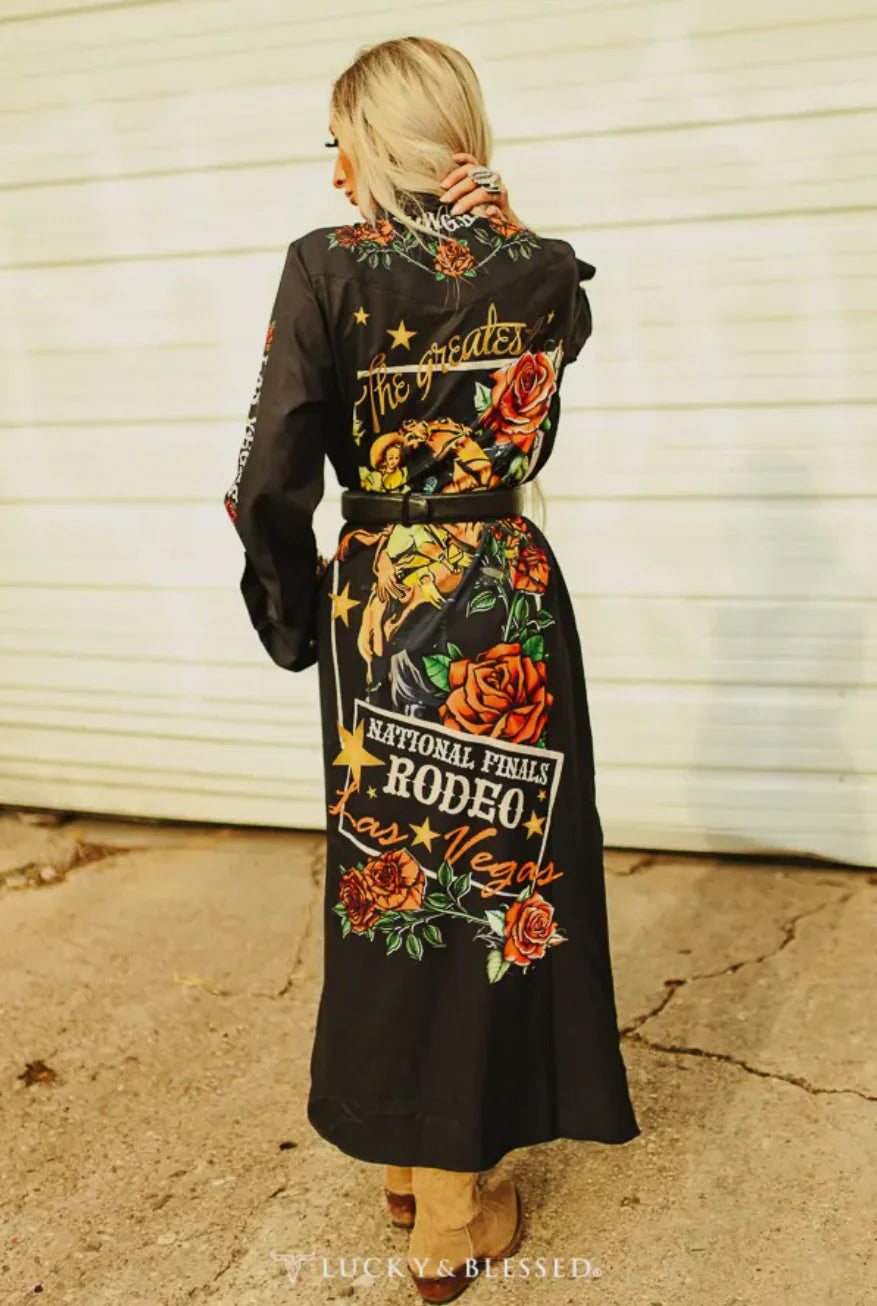 RODEO HORSE AND ROSE | SHIRT DRESS