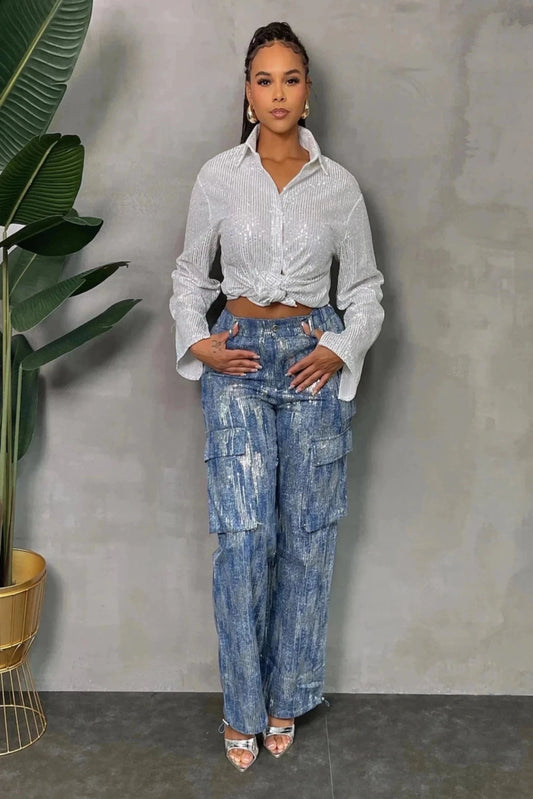 FLAU'JAE  | SEQUIN CARGO PANTS